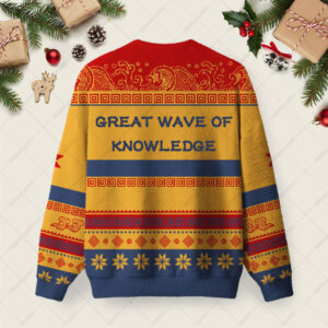 Alternative view of The Great Wave of Knowledge Ugly Christmas Fuzzy Fleece Sweatshirt