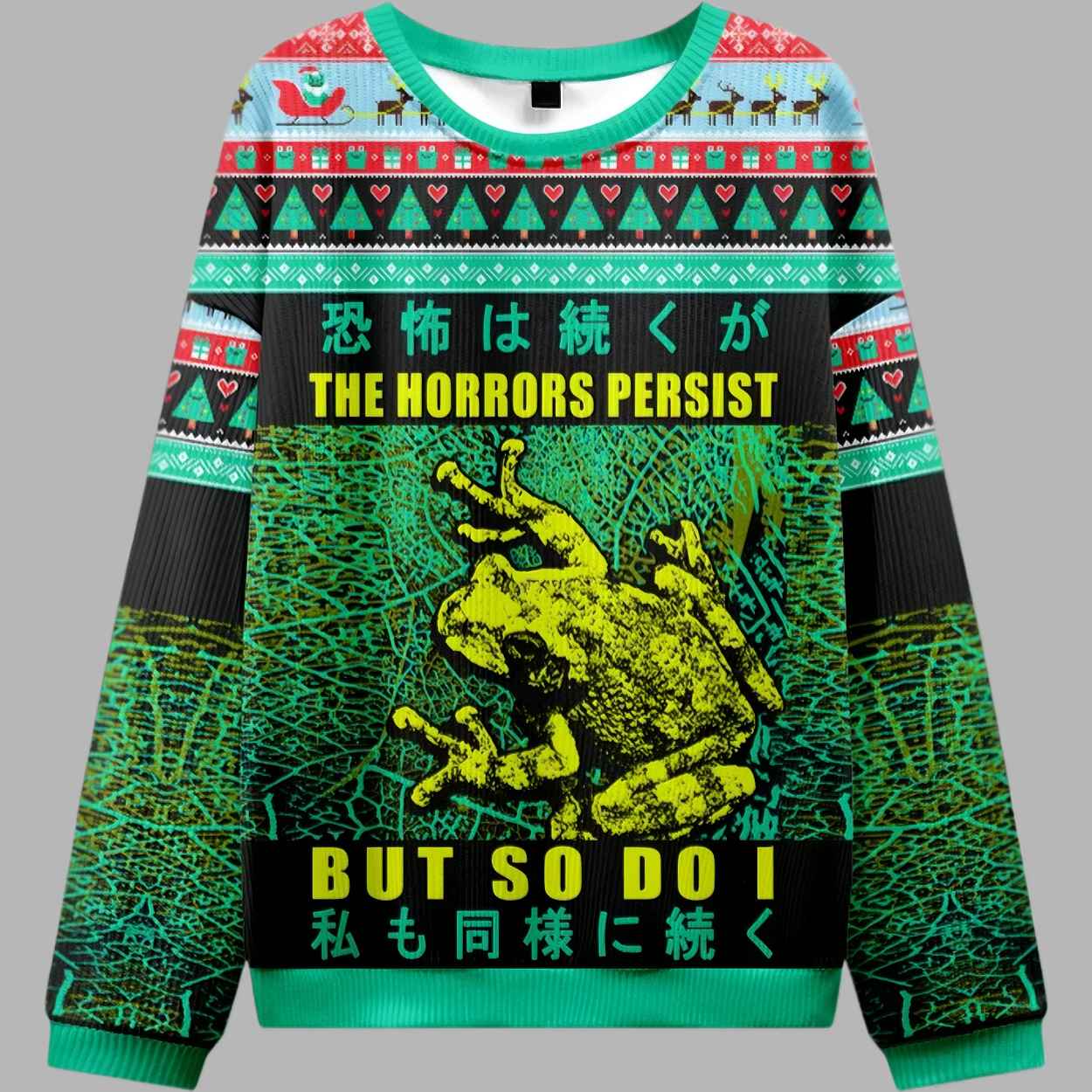 The Horrors Persist Frog Christmas Ugly Sweater - gullprint.com