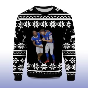 Alternative view of The Josh Allen and Stefon Diggs Bills 2025 Ugly Sweater