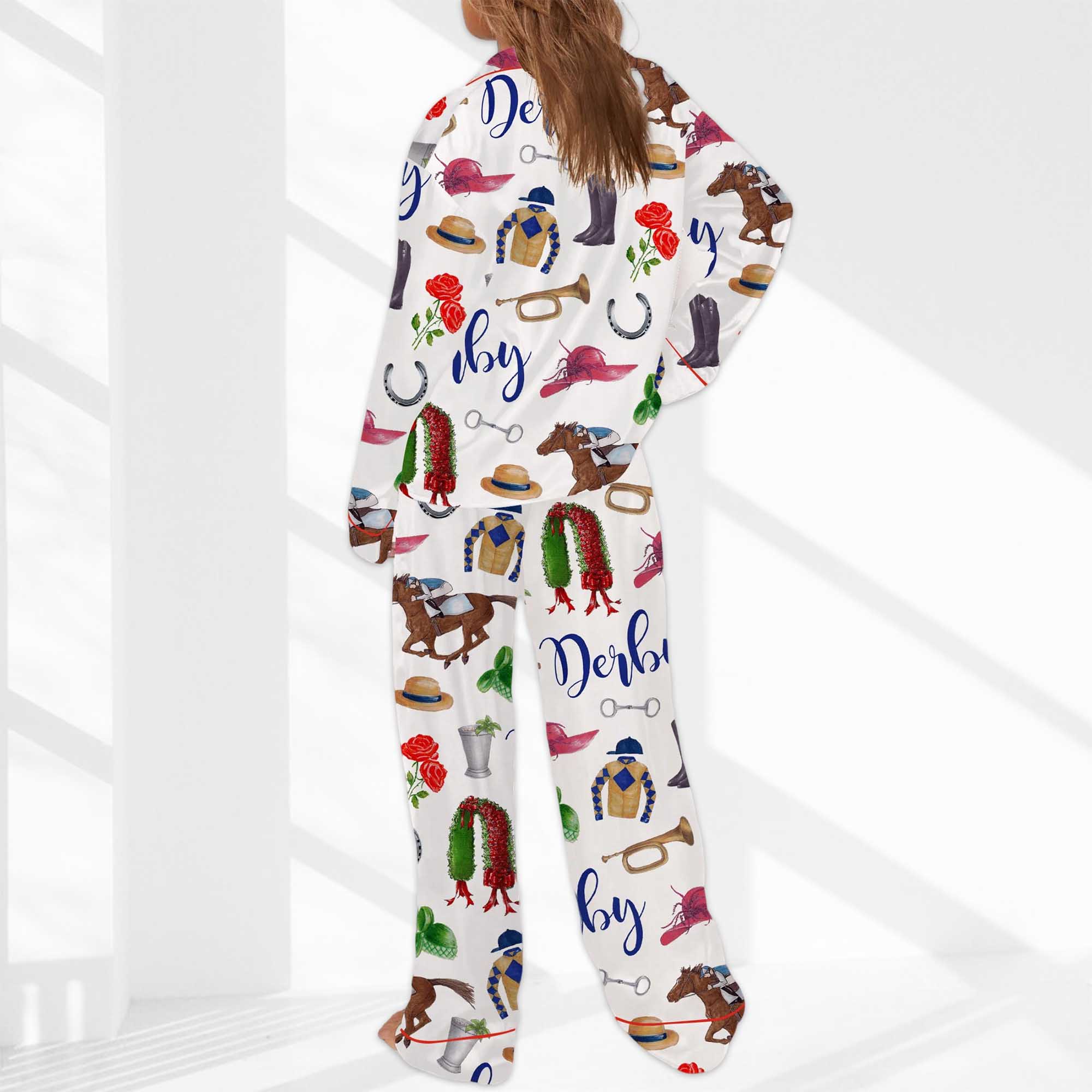 The Kentucky Derby Satin Pajama Set For Women - Image 3
