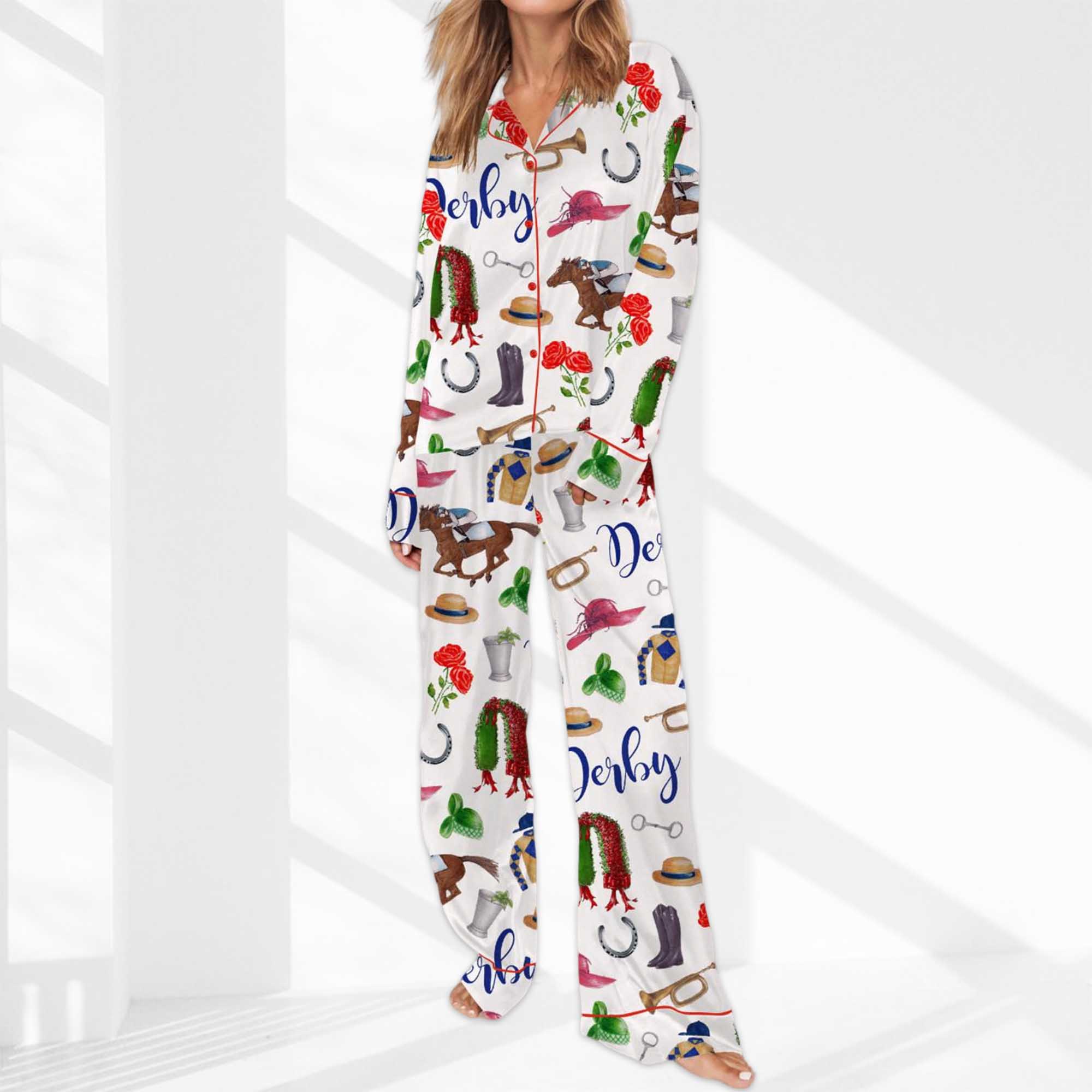 Alternative view of The Kentucky Derby Satin Pajama Set For Women