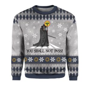 Alternative view of The Lord Of The Rings You Shall Not Pass Ugly Christmas Sweater - Grishko.com