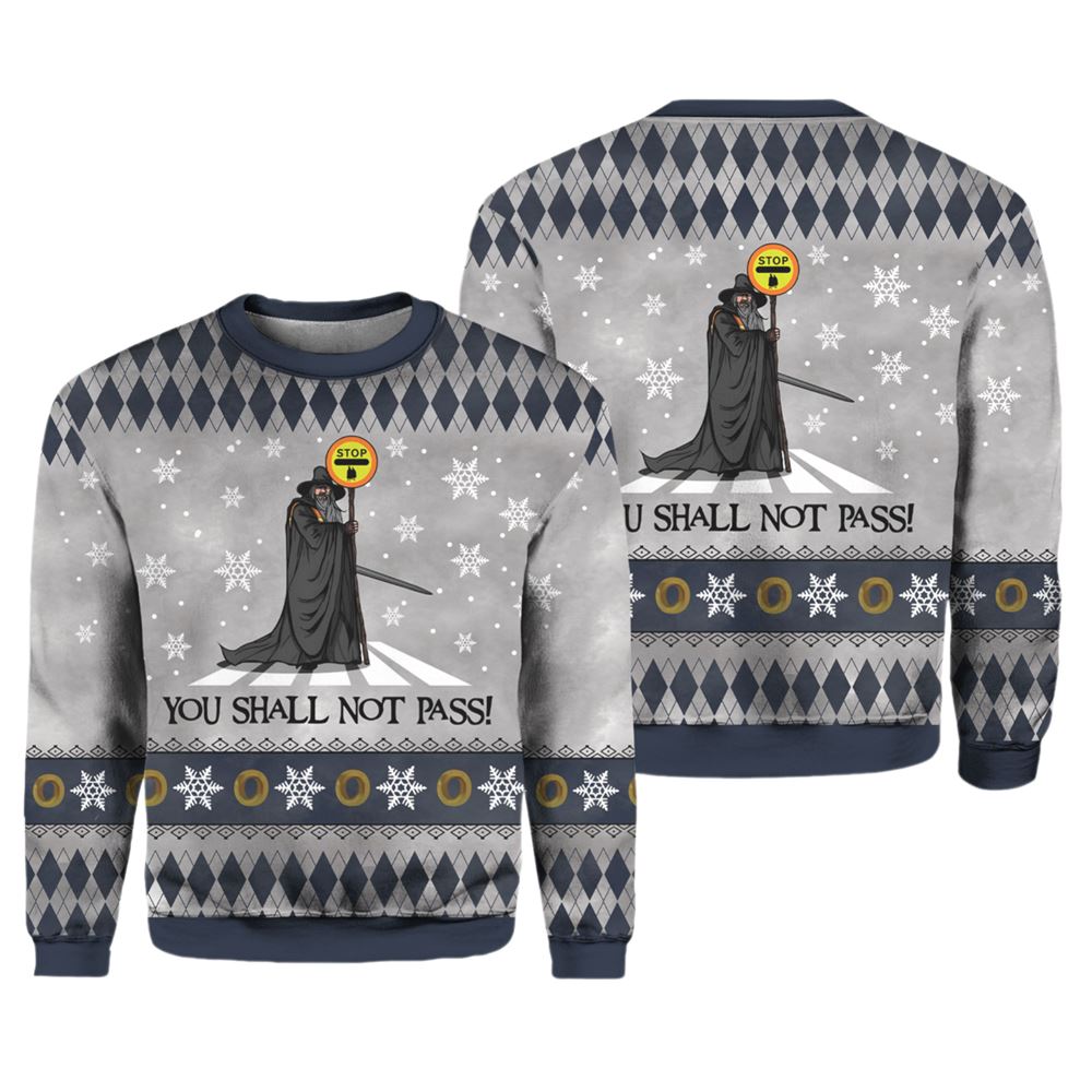 The Lord Of The Rings You Shall Not Pass Ugly Christmas Sweater - Grishko.com