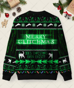 Alternative view of The Matrix Black Green Ugly Christmas Fuzzy Fleece Sweatshirt