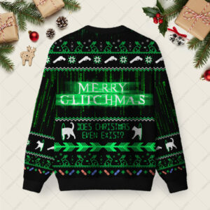 Alternative view of The Matrix Black Green Ugly Christmas Fuzzy Fleece Sweatshirt