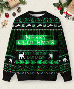The Matrix Black Green Ugly Christmas Fuzzy Fleece Sweatshirt