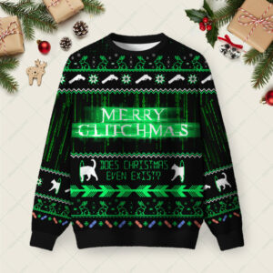 The Matrix Black Green Ugly Christmas Fuzzy Fleece Sweatshirt