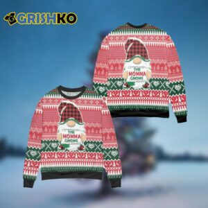 The Moma Gnome Reindeer Snowflake Pattern Ugly Christmas Sweater - Grishko.com