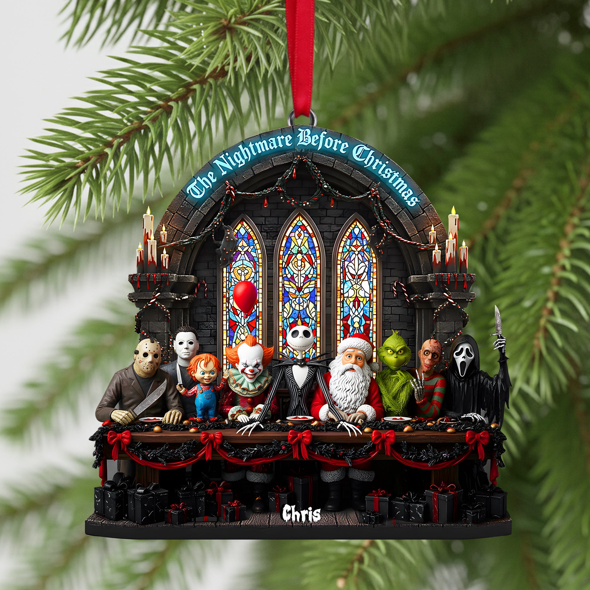 Alternative view of The Nightmare Feast Christmas Ornament Personalized Gifts for Horror Fans 03PALU061025