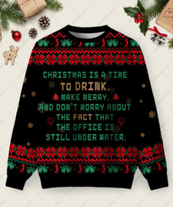 The Office Is Still Under Water Ugly Christmas Fuzzy Fleece Sweatshirt