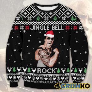 The Rock Jingle Bell Christmas Wool Ugly Sweater - Grishko.com