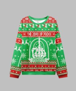 Alternative view of The Zero Of Fucks Tarot Ugly Christmas Sweater