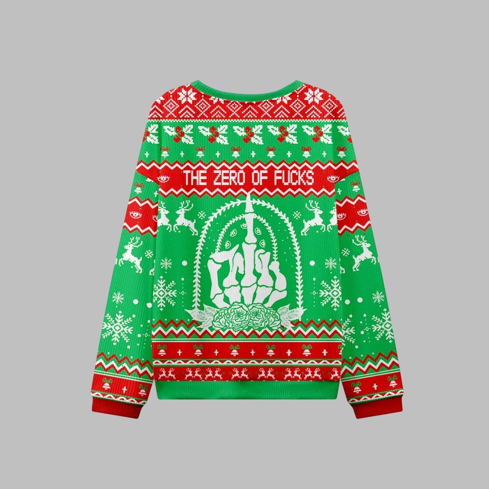 The Zero Of Fucks Tarot Ugly Christmas Sweater - Image 3