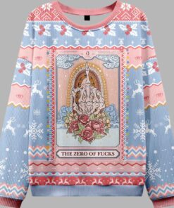 The Zero Of Fucks Tarot Ugly Christmas Sweater