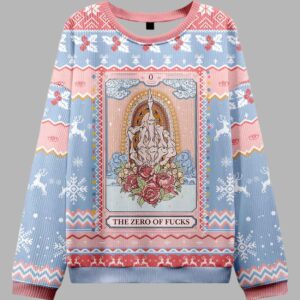 The Zero Of Fucks Tarot Ugly Christmas Sweater - gullprint.com