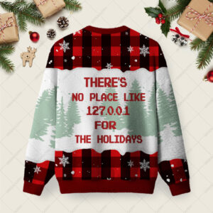 Alternative view of There's No Place Like 127.0.0.1 Ugly Christmas Fuzzy Fleece Sweatshirt
