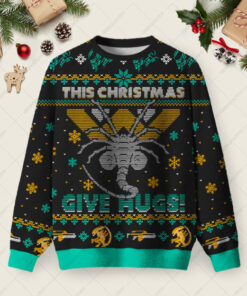 This Christmas Give Hugs Ugly Christmas Fuzzy Fleece Sweatshirt