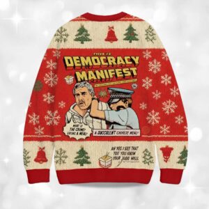 Alternative view of This is Democracy Manifest Christmas Ugly Sweater