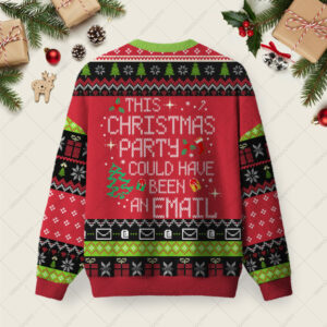 Alternative view of This Party Could Have Been an Email Ugly Christmas Fuzzy Fleece Sweatshirt