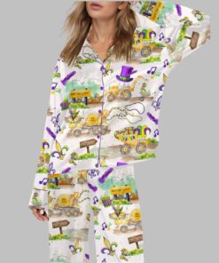 Throw Me Something Mister Mardi Gras Satin Pajama Set