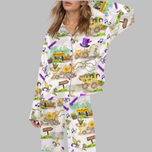 Throw Me Something Mister Mardi Gras Satin Pajama Set