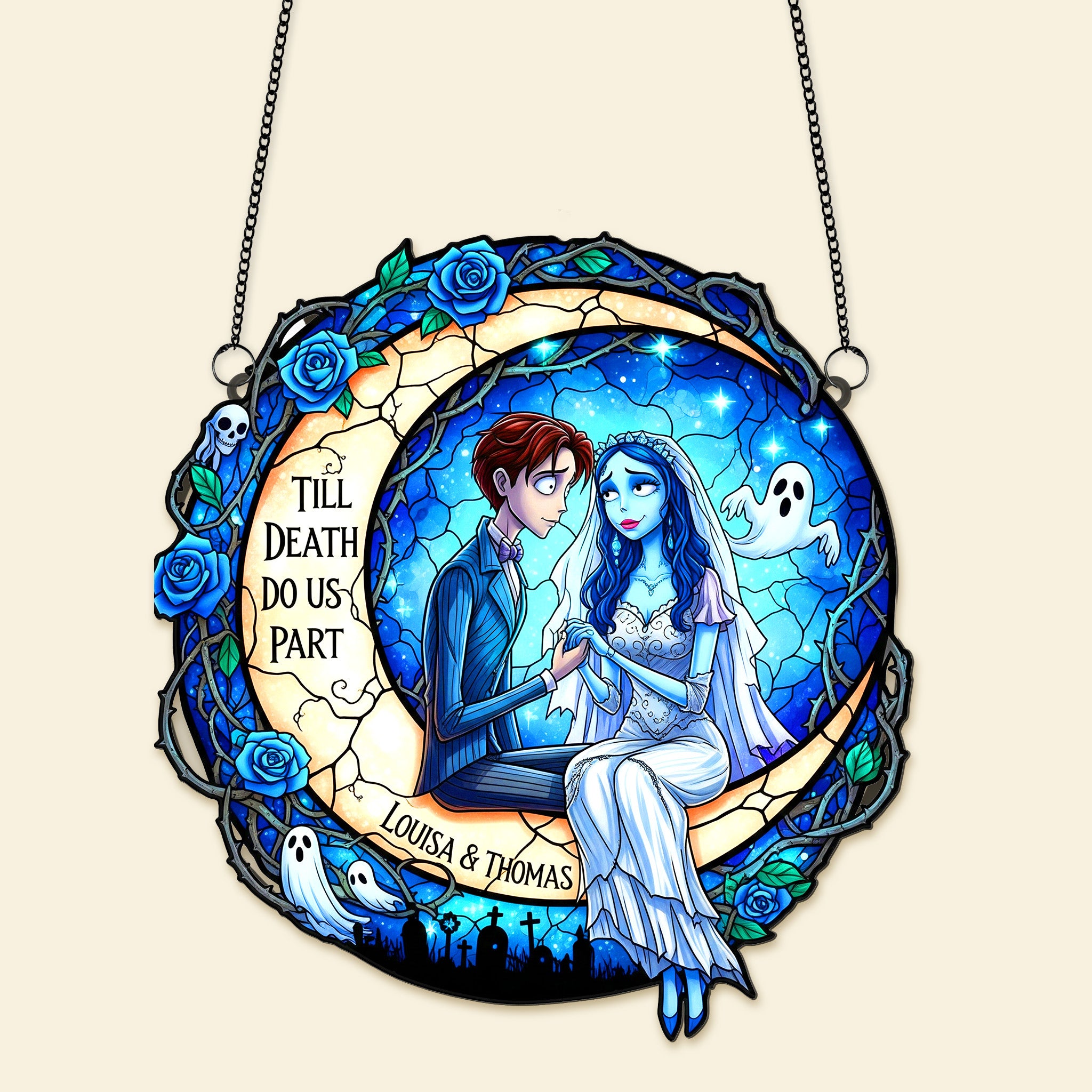 Till Death Do Us Part Suncatcher Ornament Personalized Gifts For Couple 05HUMG080825 - Image 3