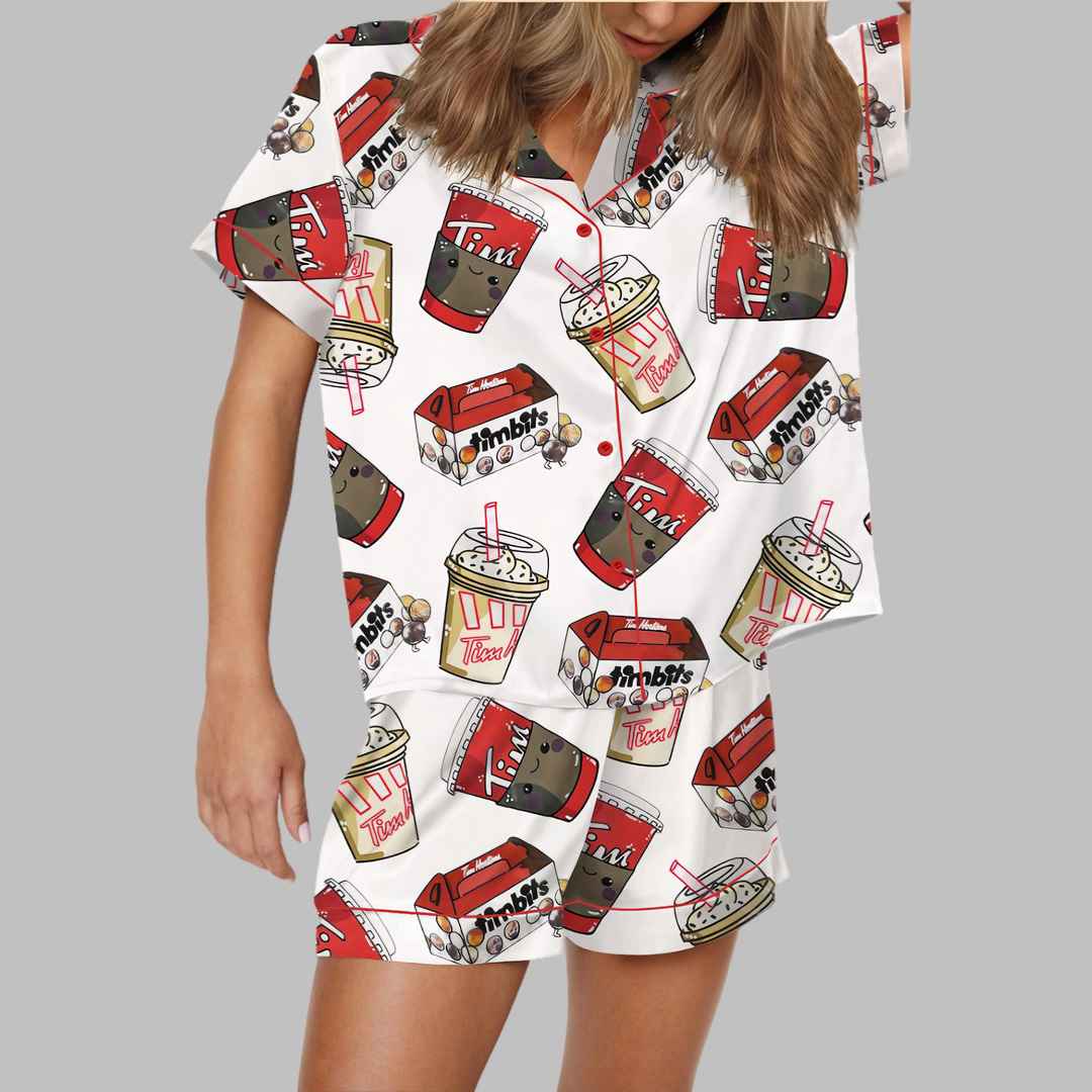 Tim Coffee Satin Pajama Set