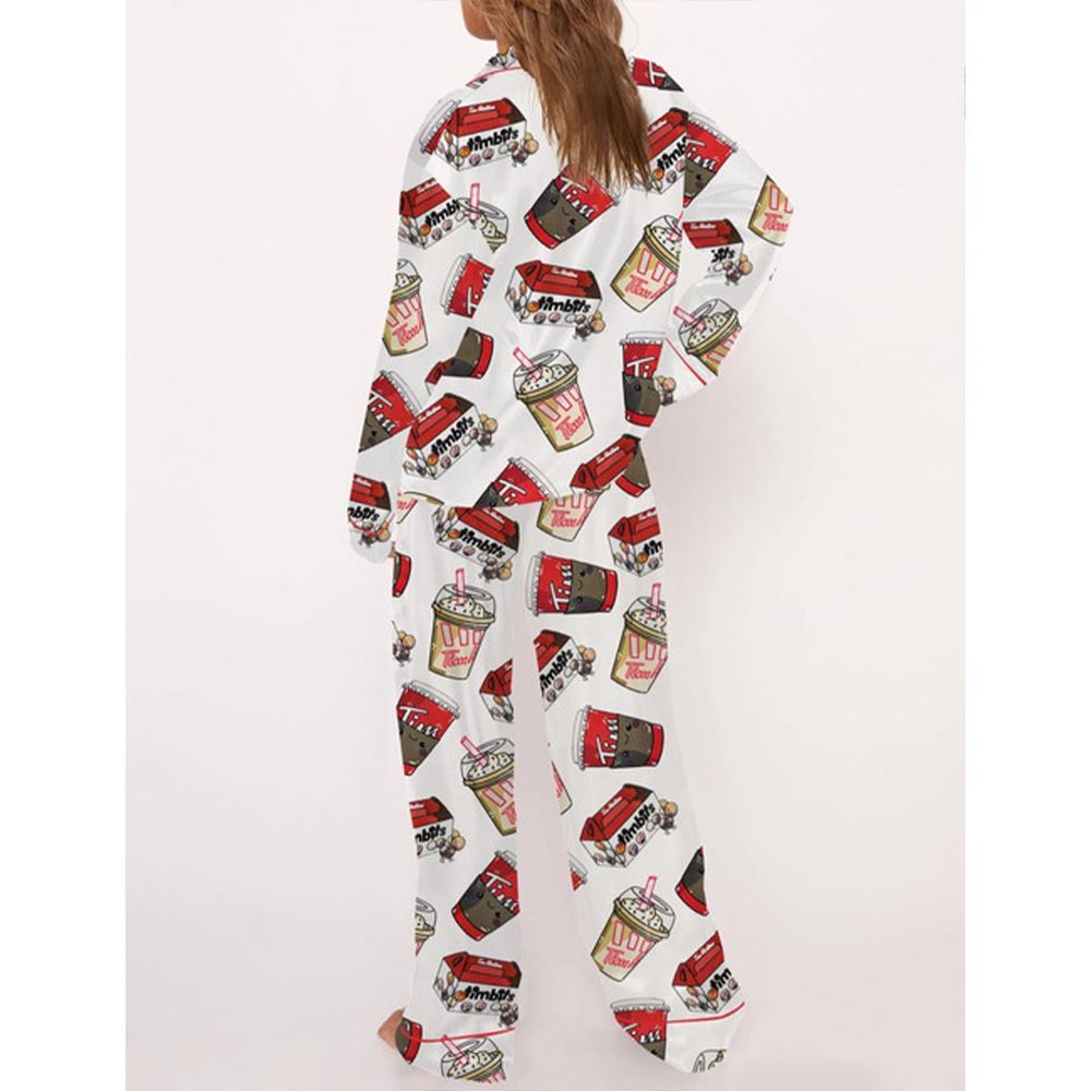 Tim Coffee Satin Pajama Set For Women - Image 3