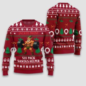 Alternative view of Time Flex Gym Jacked Frost Six Pack Santa's Helper Ugly Christmas Sweater