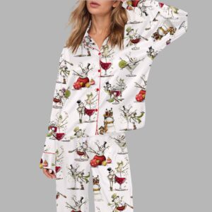 Tipsy Snowman Silky Satin Pajama Set