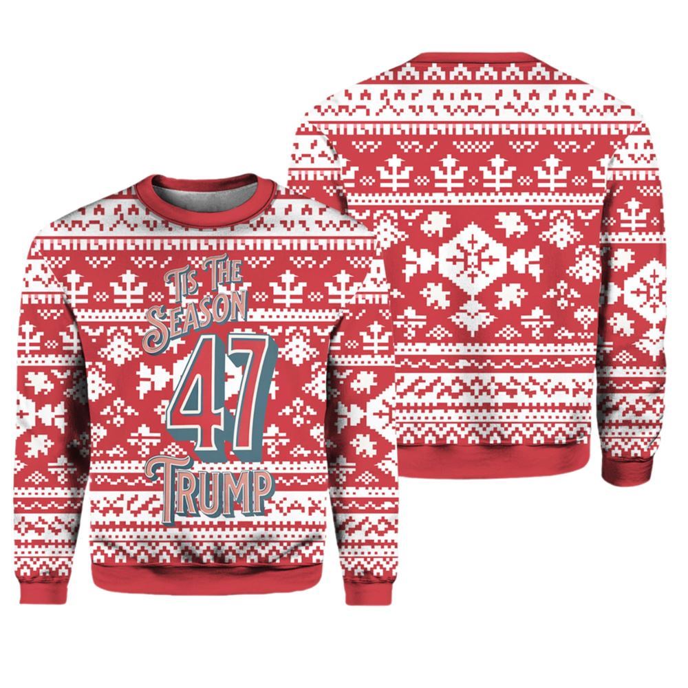 Tis The Season 47 Trump Ugly Christmas Sweater - Grishko.com