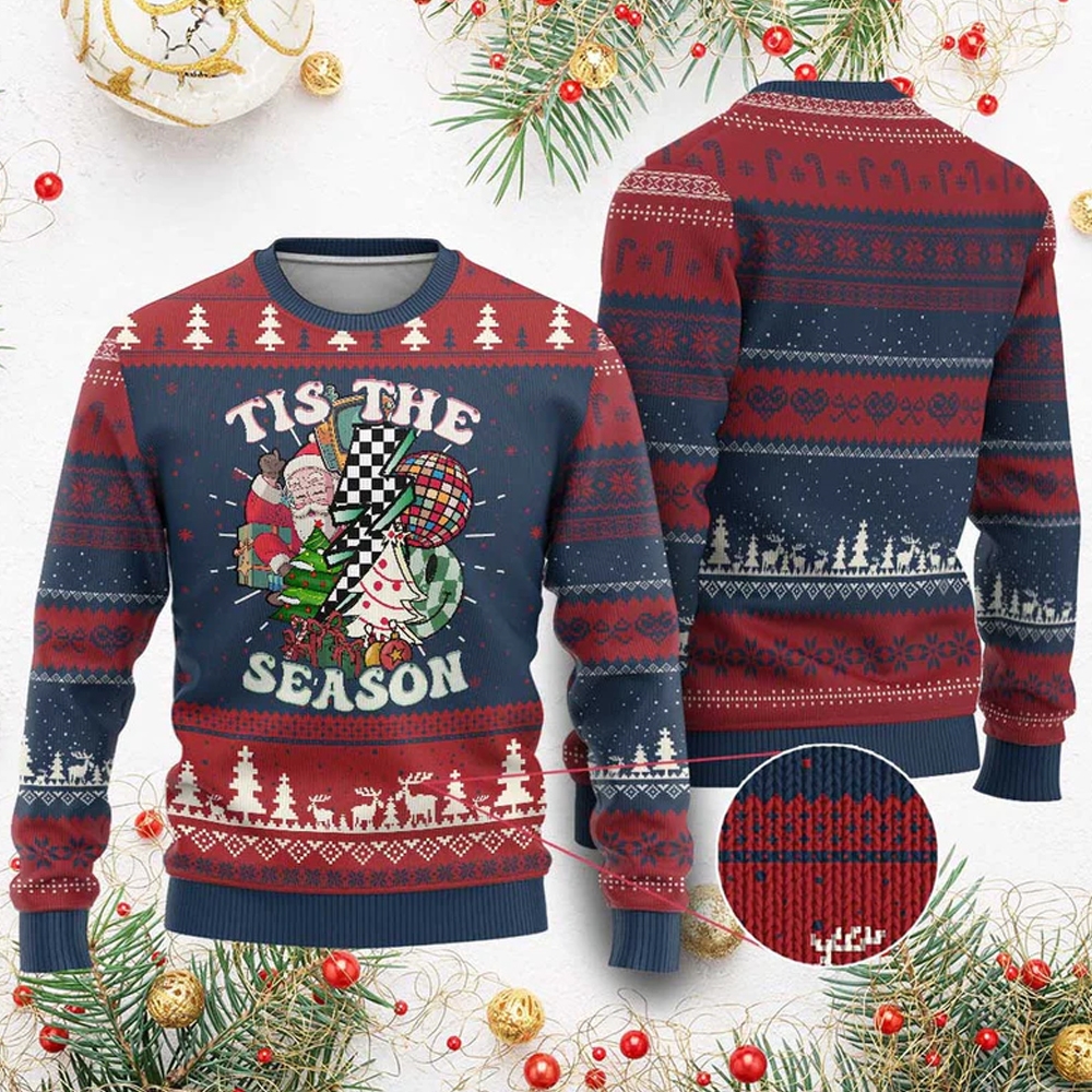 Tis The Season Groovy Christmas Ugly Sweater - Grishko.com
