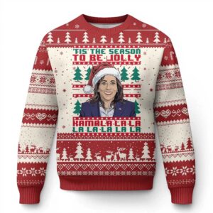 Tis The Season To Be Jolly Kamala La La Ugly Christmas Sweater - Grishko.com