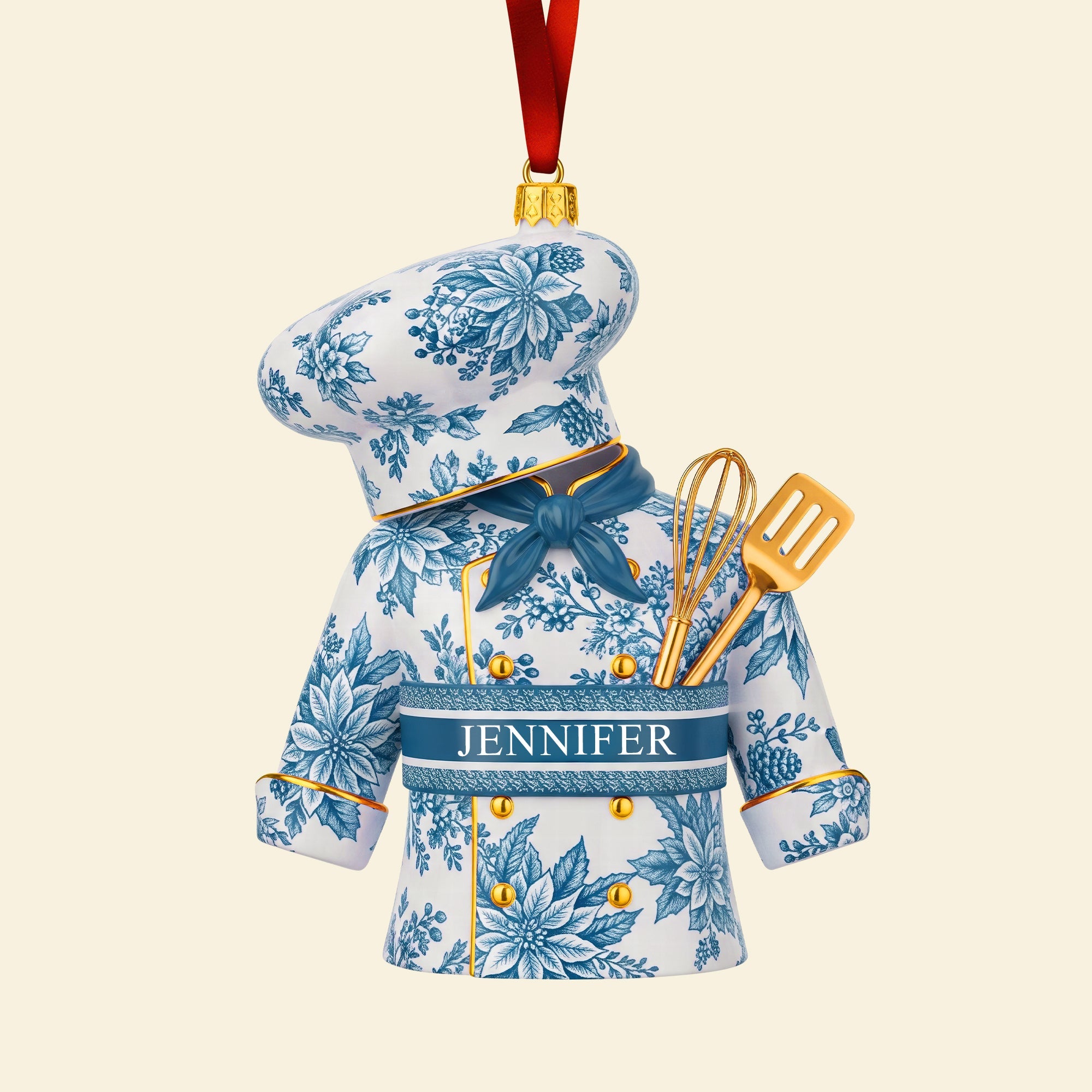 Toile de Jouy Christmas Ornament - Personalized Gift for Chefs 03pgqn181025 - Image 4