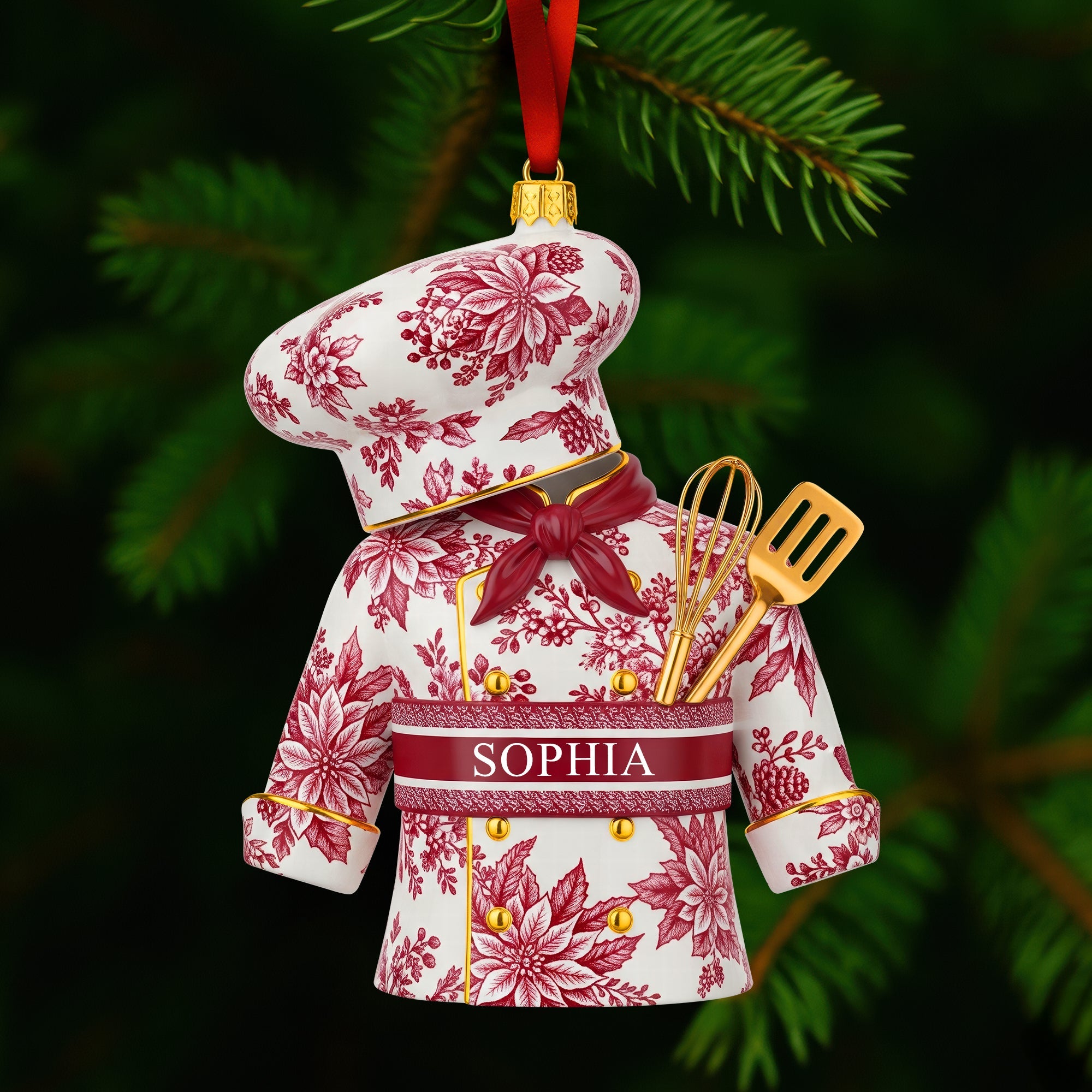 Toile de Jouy Christmas Ornament - Personalized Gift for Chefs 03pgqn181025 - Image 3