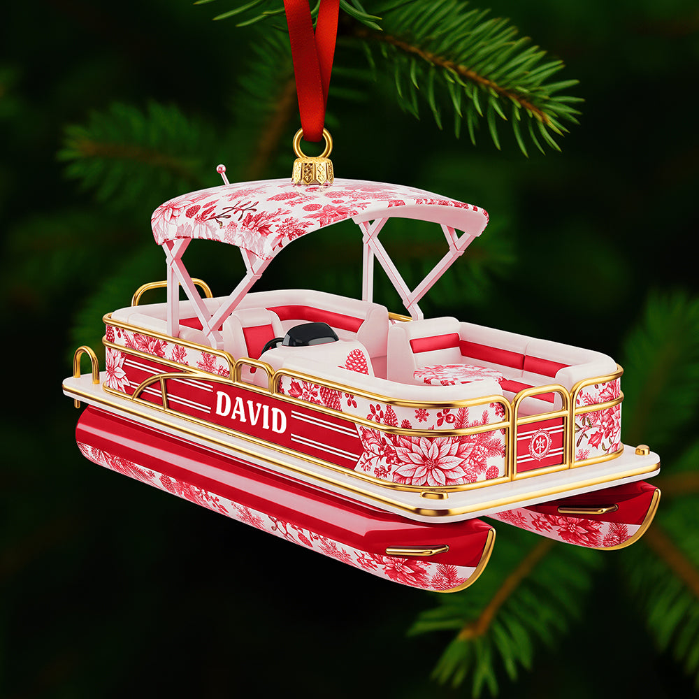 Toile de Jouy Christmas Ornament - Personalized Gifts For Pontoon Lovers 01pgqn071025 - Image 3