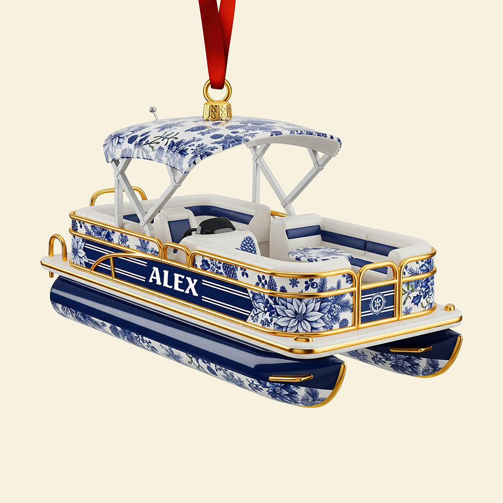 Toile de Jouy Christmas Ornament - Personalized Gifts For Pontoon Lovers 01pgqn071025 - Image 4