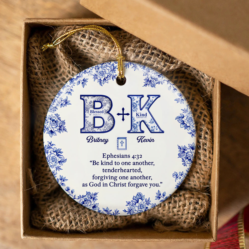 Toile de Jouy Faith & Love Christmas Ornament Personalized Gifts For Couple 03HYDT021025 - Image 4