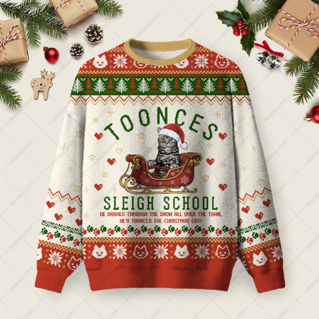Toonces Sleigh School Christmas Fuzzy Fleece Sweatshirt