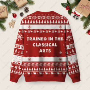 Alternative view of Trained In The Classical Arts Ugly Christmas Fuzzy Fleece Sweatshirt