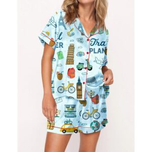 Travel Planner Pajama Set For Women