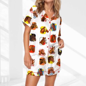 Triple Crown Champions Horses Satin Pajama Set For Women