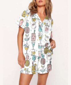 Tropical Cocktails Hawaiian Drinks Pajama Set