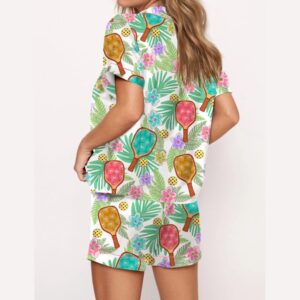 Alternative view of Tropical Pickleball Silky Satin Pajama Set