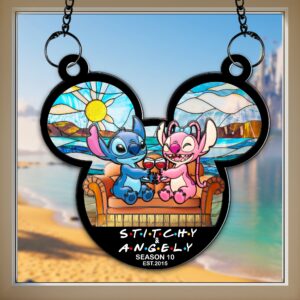 Alternative view of Tropical Space Couple Suncatcher - Personalized Anniversary Gifts For Couple 04OHLU080725