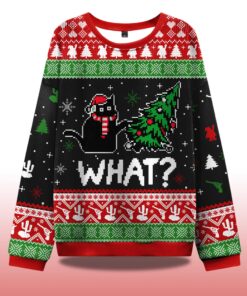 Alternative view of Troublemaker Cat Christmas Ugly Sweater