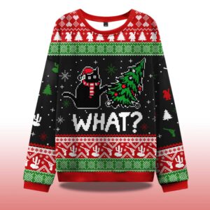 Alternative view of Troublemaker Cat Christmas Ugly Sweater