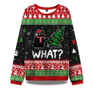 Troublemaker Cat Christmas Ugly Sweater