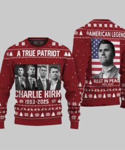 True Patriot Charlie Kirk 1993-2025 Ugly Christmas Sweater