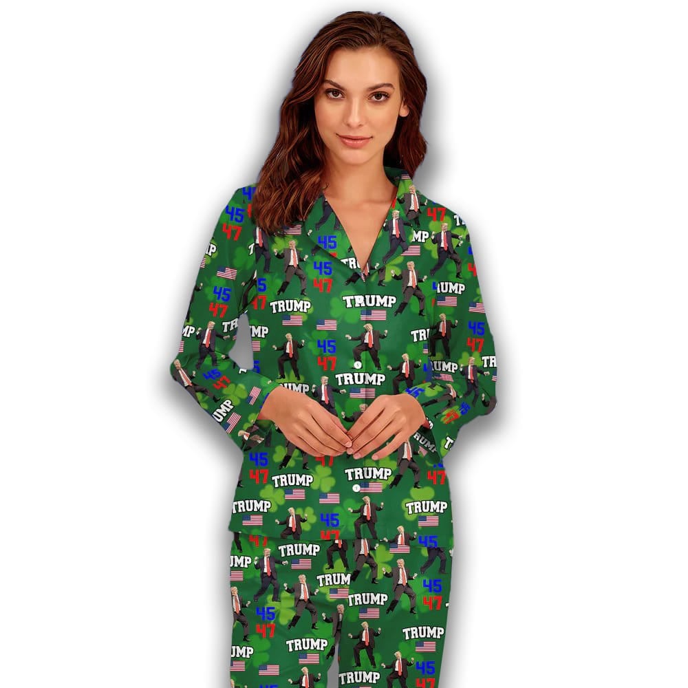 Alternative view of Trump 45 47 Dancing Irish St. Patrick's Day Pajamas